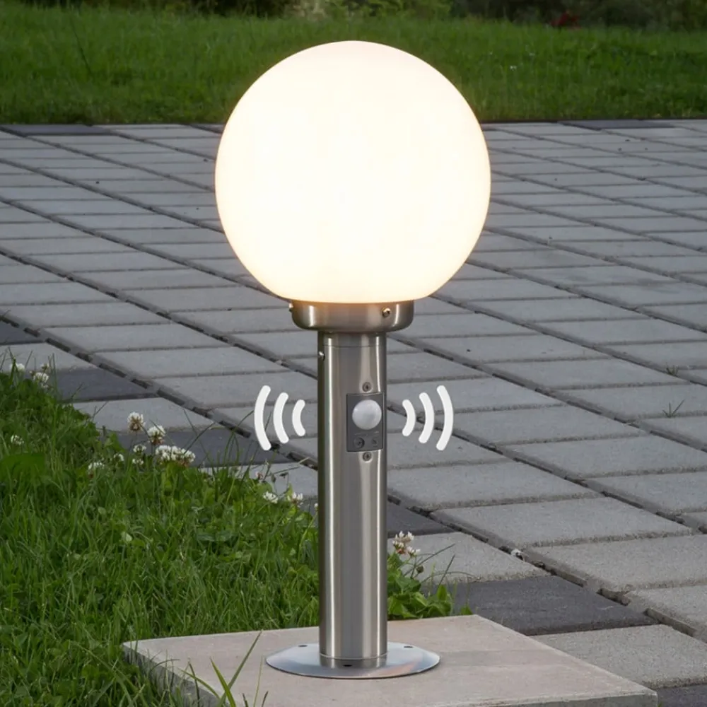 Lindby Sokkellamper Med Sensor|Terrassebelysning > sokkellampe Vedran, 45 cm, stål, sensor