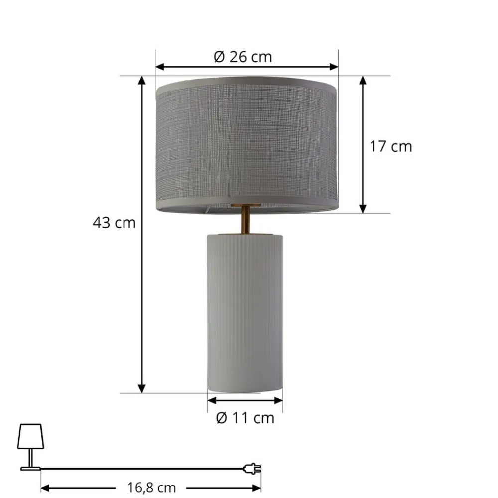 Pendellamper|Bordlamper ^ Lindby Sorscha bordlampe, hvid, jern, Ø 26 cm