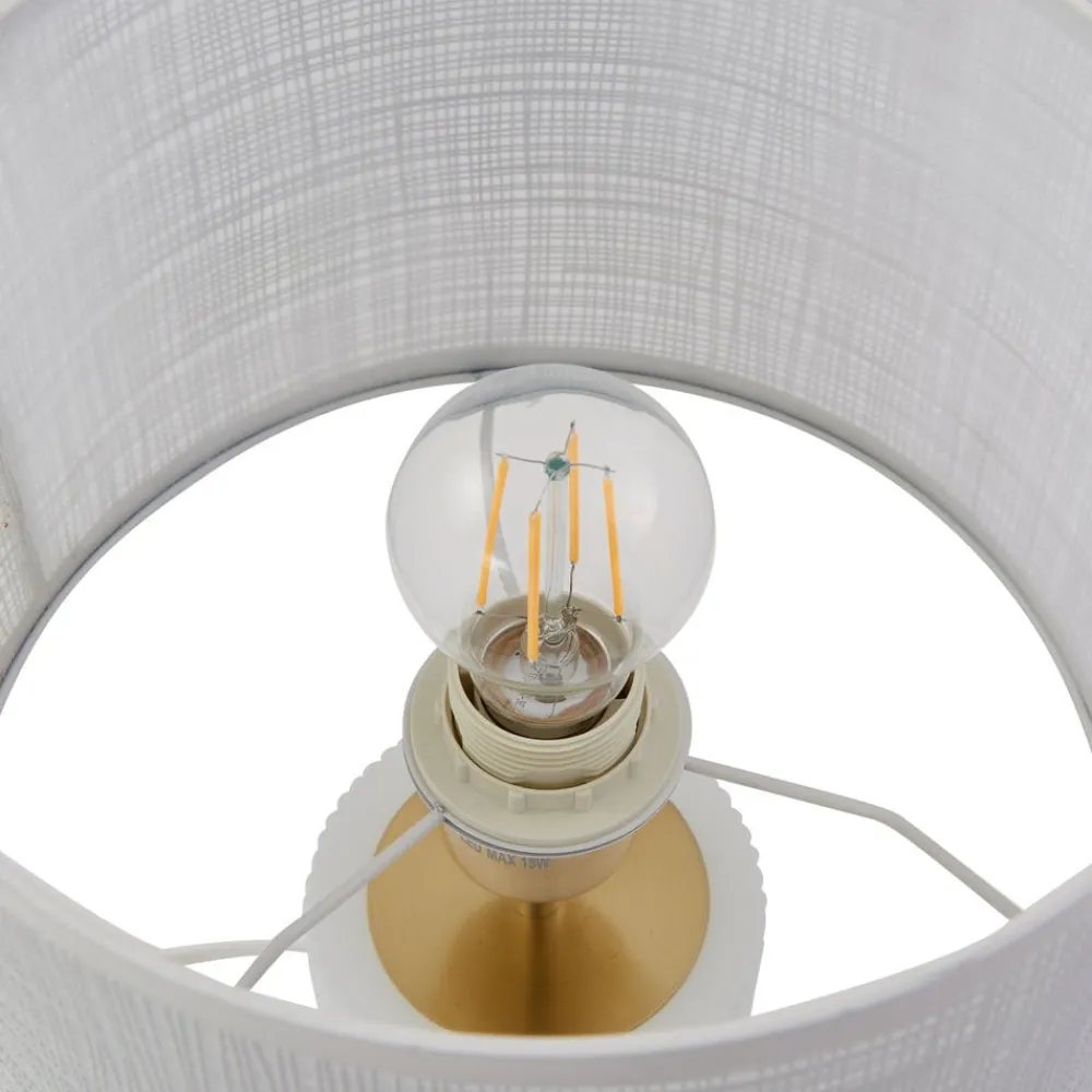 Pendellamper|Bordlamper ^ Lindby Sorscha bordlampe, hvid, jern, Ø 26 cm