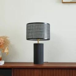 Lindby Bordlamper > Sorscha bordlampe, sort, jern, Ø 26 cm