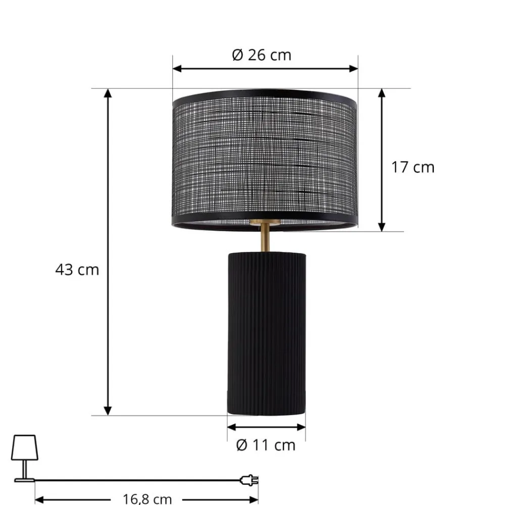 Lindby Bordlamper > Sorscha bordlampe, sort, jern, Ø 26 cm