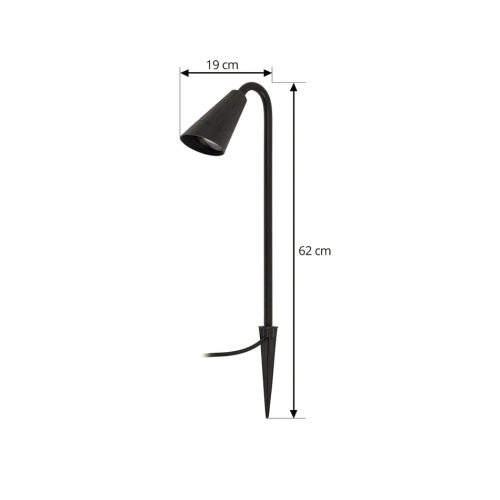 Lindby Terrassebelysning|Udendørs Spot > Sorvete lampe med jordspyd, sort, metal, højde 62 cm