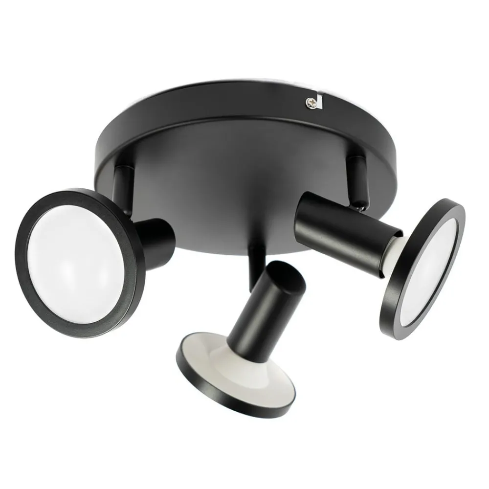 Loftlamper ^ Lindby -spot Ilda, 3-lys, Ø 20 cm, sort, jern