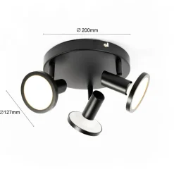 Loftlamper ^ Lindby -spot Ilda, 3-lys, Ø 20 cm, sort, jern