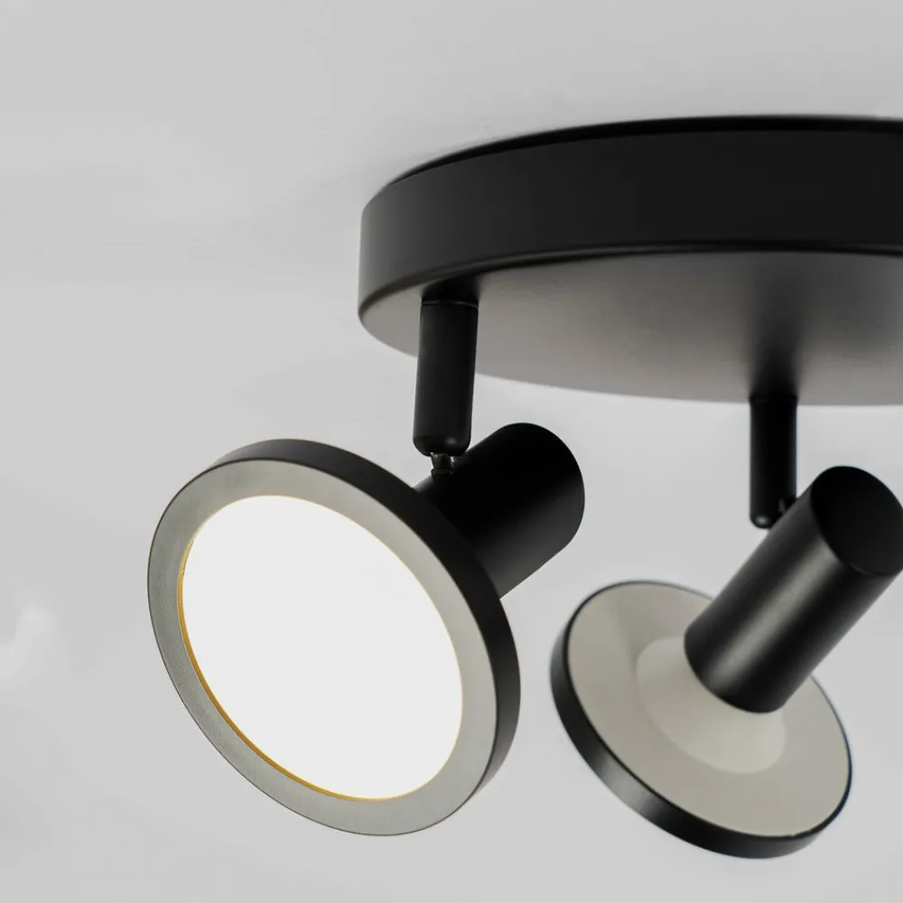 Loftlamper ^ Lindby -spot Ilda, 3-lys, Ø 20 cm, sort, jern