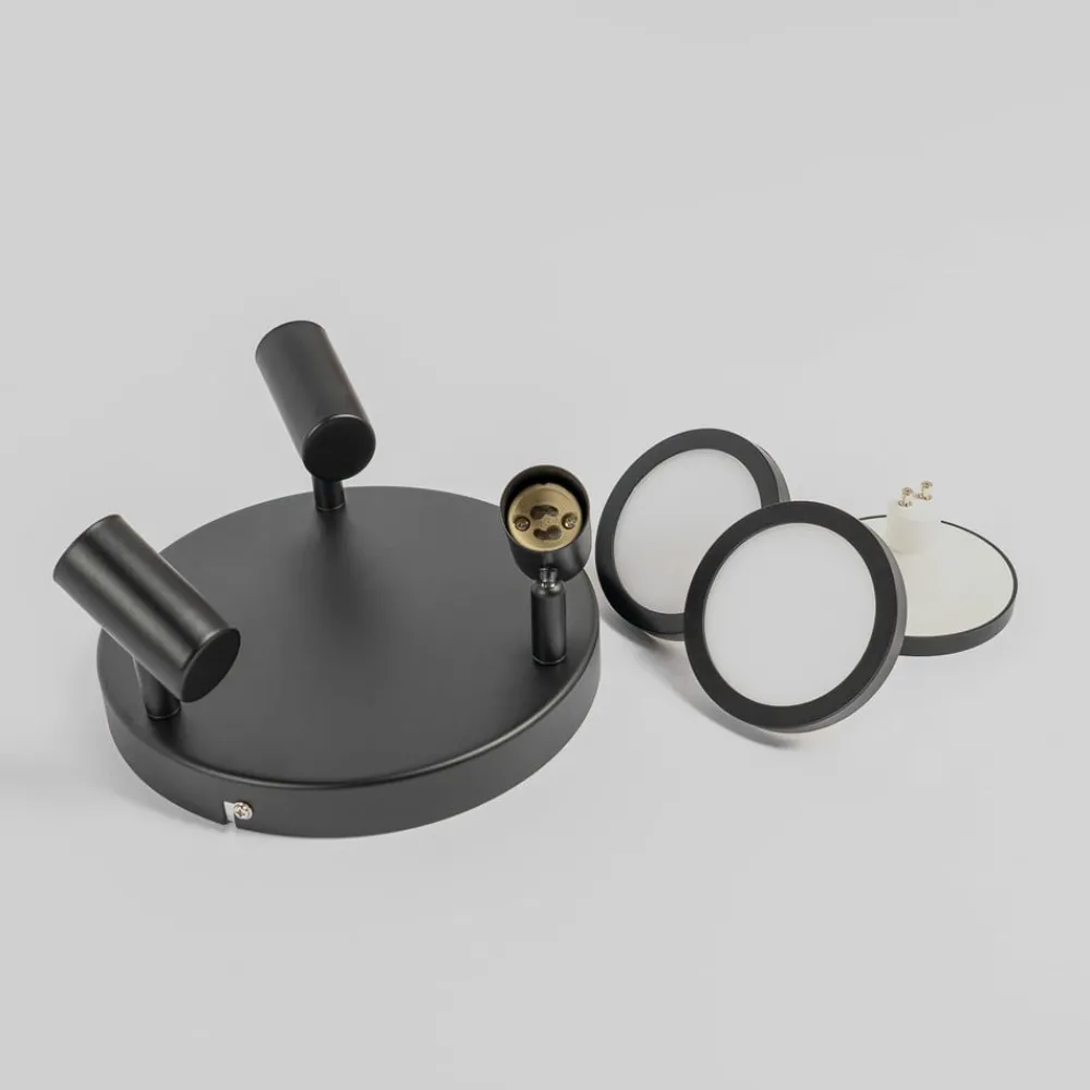 Loftlamper ^ Lindby -spot Ilda, 3-lys, Ø 20 cm, sort, jern