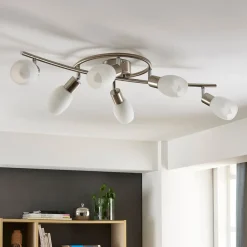 Lindby Loftlamper|Loftlamper > spotlight Arda, 75 cm, 6 lyskilder, nikkel, glas, E14