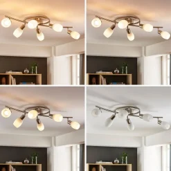 Lindby Loftlamper|Loftlamper > spotlight Arda, 75 cm, 6 lyskilder, nikkel, glas, E14