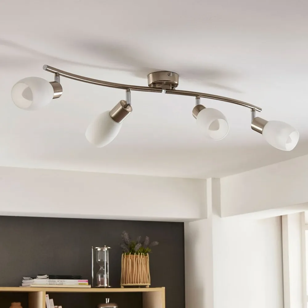 Lindby Loftlamper|Loftlamper > spotlight Arda, 70 cm, 4 lyskilder, nikkel, glas, E14