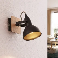 Lindby Gang|Pendellamper > spotlight Aylis, højde 14 cm, sort, træ, E14