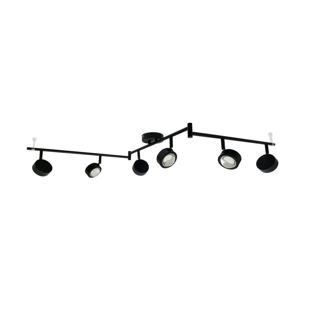 Lindby Arbejdsrum/Kontor|Loftlamper > spotlight Jyla, sort, linse, 3.000 K, 6-lys, GX53
