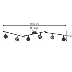 Lindby Arbejdsrum/Kontor|Loftlamper > spotlight Jyla, sort, linse, 3.000 K, 6-lys, GX53
