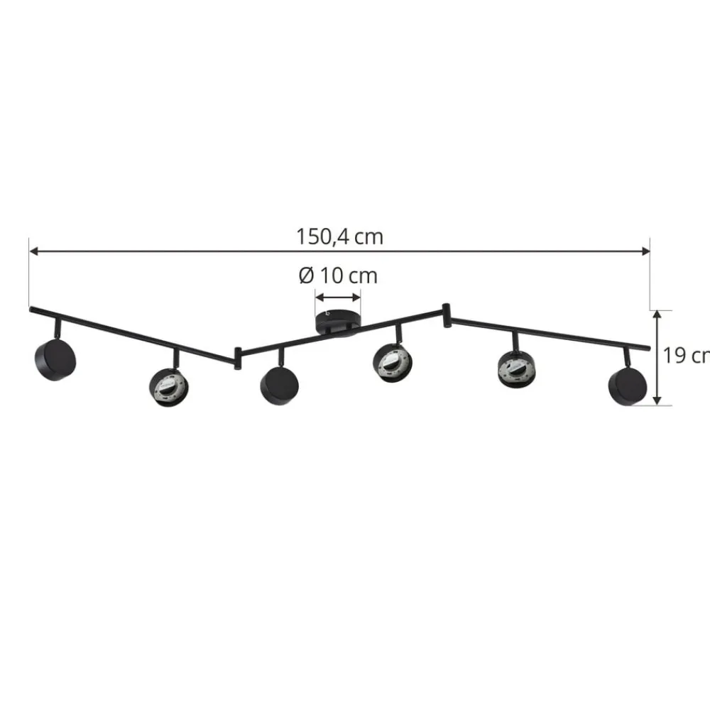 Lindby Arbejdsrum/Kontor|Loftlamper > spotlight Jyla, sort, linse, 3.000 K, 6-lys, GX53