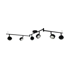 Arbejdsrum/Kontor ^ Lindby -spotlight Jyla, sort, linse, 4.200 K, 6-lys, GX53