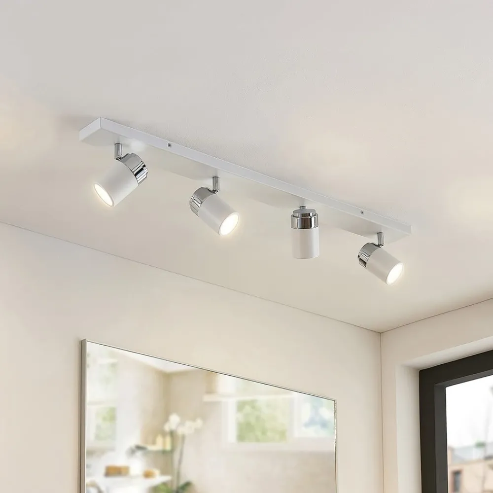 Loftlamper|Spotlights ^ Lindby spotlight Kardo, 4 lyskilder, hvid, metal, IP44