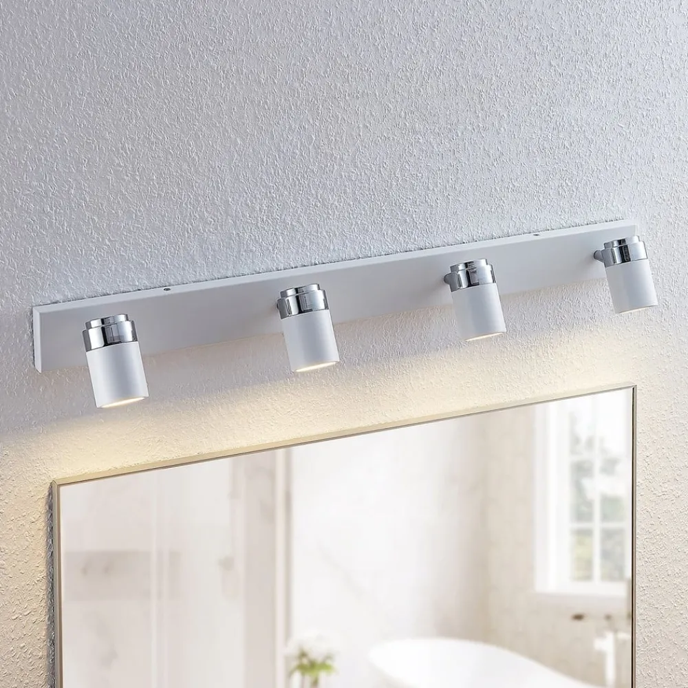 Loftlamper|Spotlights ^ Lindby spotlight Kardo, 4 lyskilder, hvid, metal, IP44