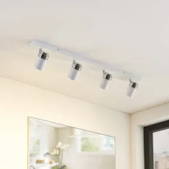 Loftlamper|Spotlights ^ Lindby spotlight Kardo, 4 lyskilder, hvid, metal, IP44