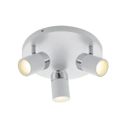 Loftlamper|Spotlights ^ Lindby spotlight Kardo, roundel, 3 lyskilder, hvid, metal, IP44