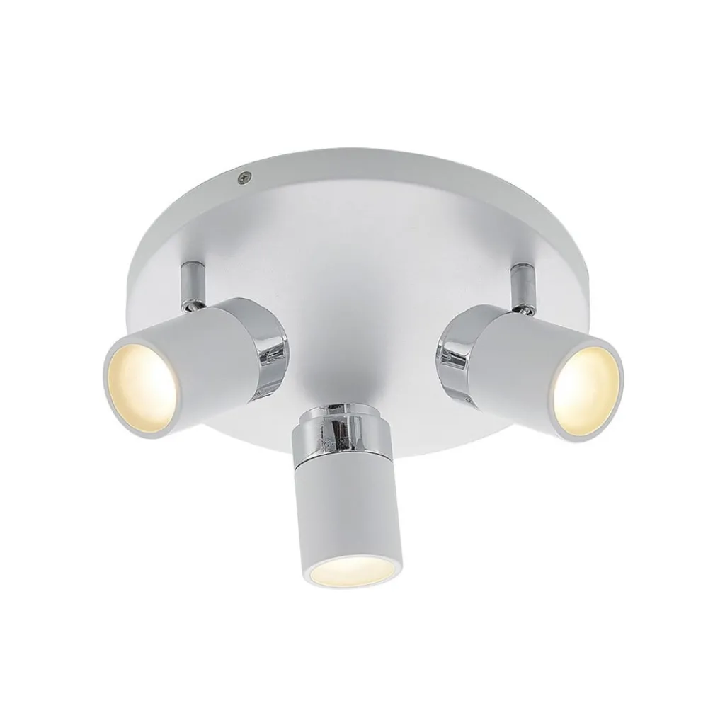 Loftlamper|Spotlights ^ Lindby spotlight Kardo, roundel, 3 lyskilder, hvid, metal, IP44