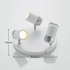 Loftlamper|Spotlights ^ Lindby spotlight Kardo, roundel, 3 lyskilder, hvid, metal, IP44
