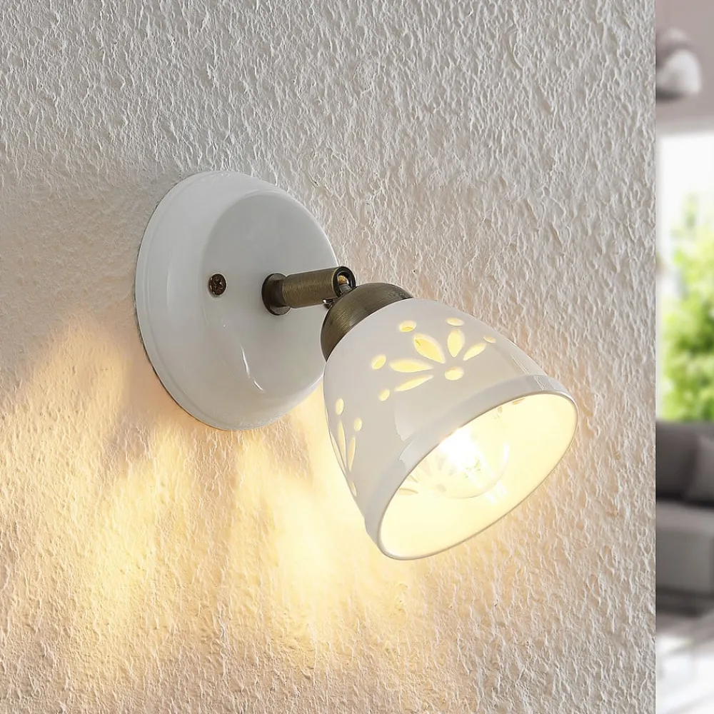 Lindby Gang|Pendellamper > spotlight Sanrike, højde 16 cm, 1 lyskilde, hvid, keramik