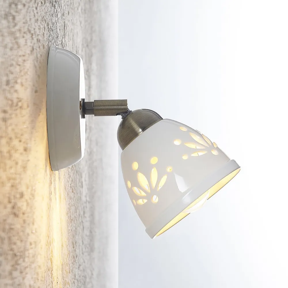 Lindby Gang|Pendellamper > spotlight Sanrike, højde 16 cm, 1 lyskilde, hvid, keramik
