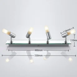 Lindby Loftlamper|Spotlights > spotlight Zela, længde 53 cm, krom, 4 lyskilder