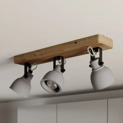 Lindby Loftlamper|Loftlamper > Spot Mitis, 50 cm, 3 lyskilder, grå, træ, beton, GU10