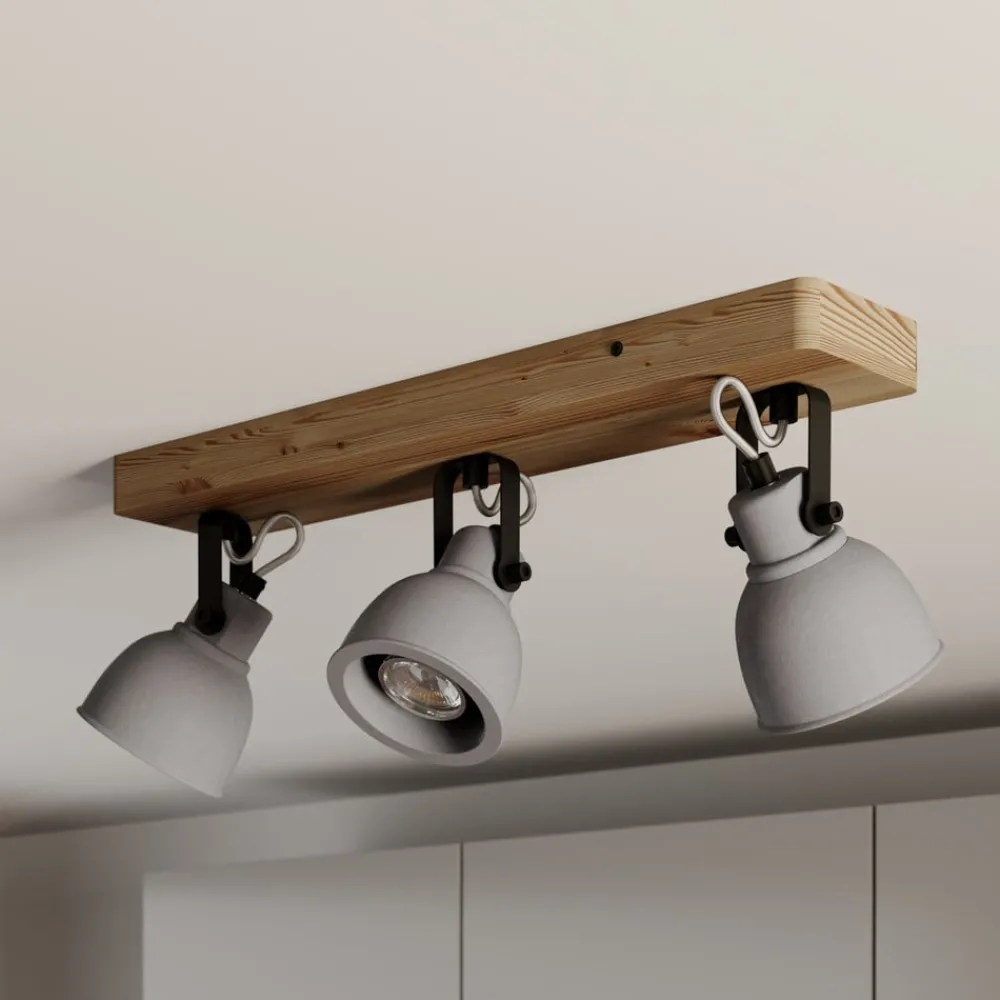Lindby Loftlamper|Loftlamper > Spot Mitis, 50 cm, 3 lyskilder, grå, træ, beton, GU10