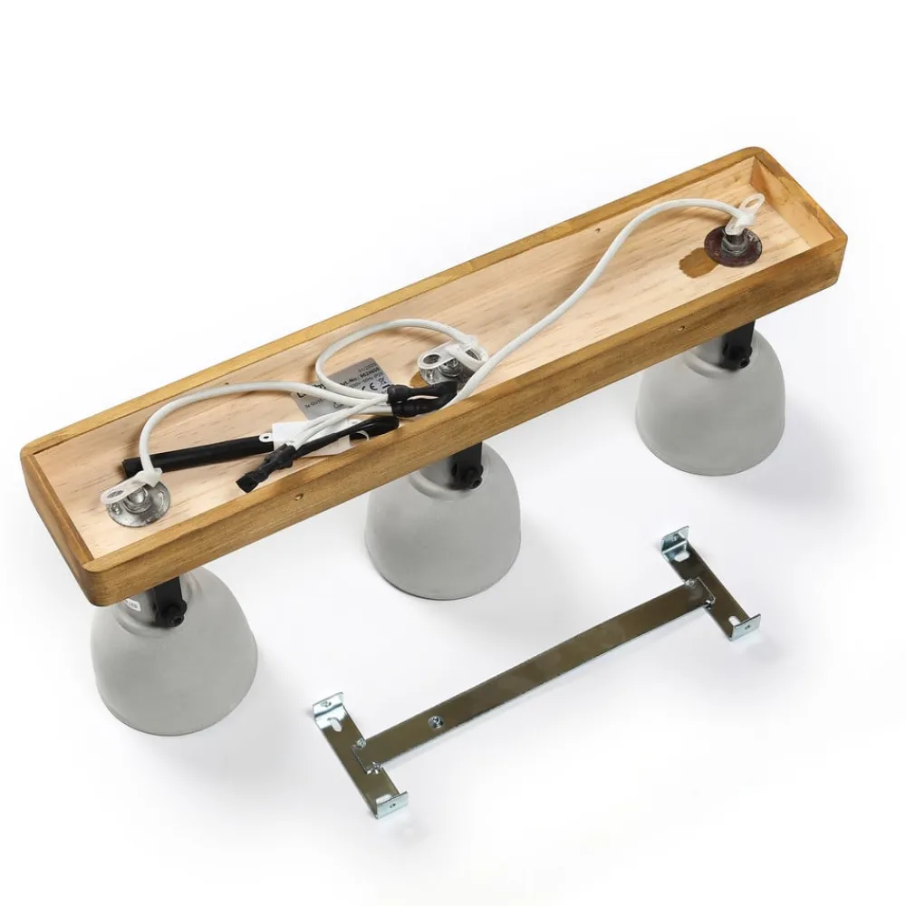 Lindby Loftlamper|Loftlamper > Spot Mitis, 50 cm, 3 lyskilder, grå, træ, beton, GU10