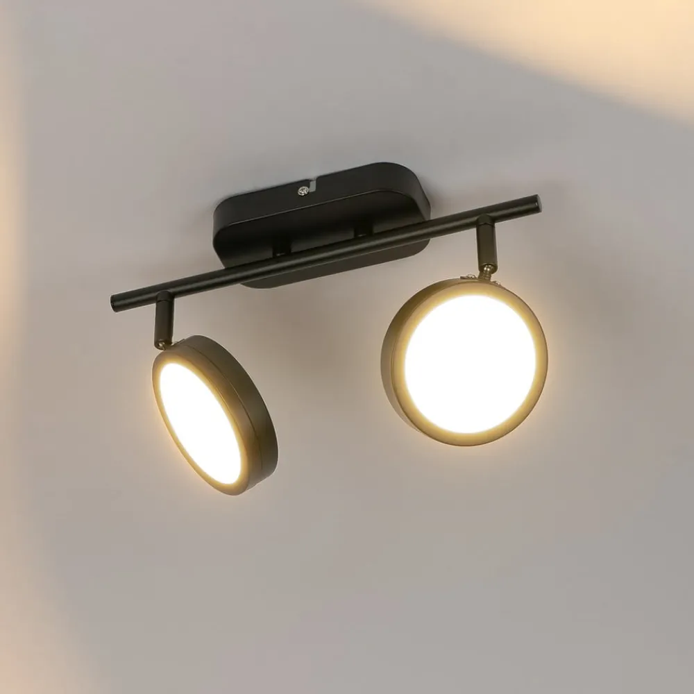 Lindby Loftlamper|Spotlights > -spot Neros, sort, 2-lys, 31,5 cm, CCT, jern