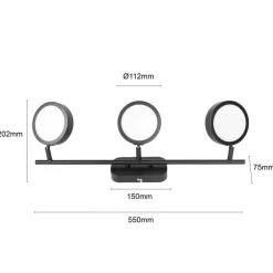 Lindby Loftlamper|Spotlights > spot Neros, sort, 3-lys, 55 cm, CCT, jern