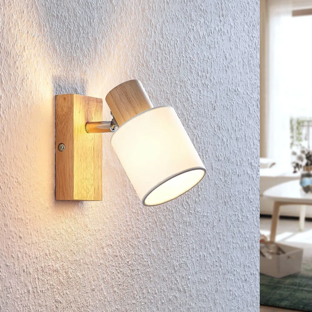 Lindby Loftlamper|Loftlamper > Spot Wanessa, træ, hvid, E14, 14 cm, justerbar
