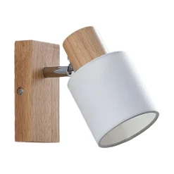 Lindby Loftlamper|Loftlamper > Spot Wanessa, træ, hvid, E14, 14 cm, justerbar