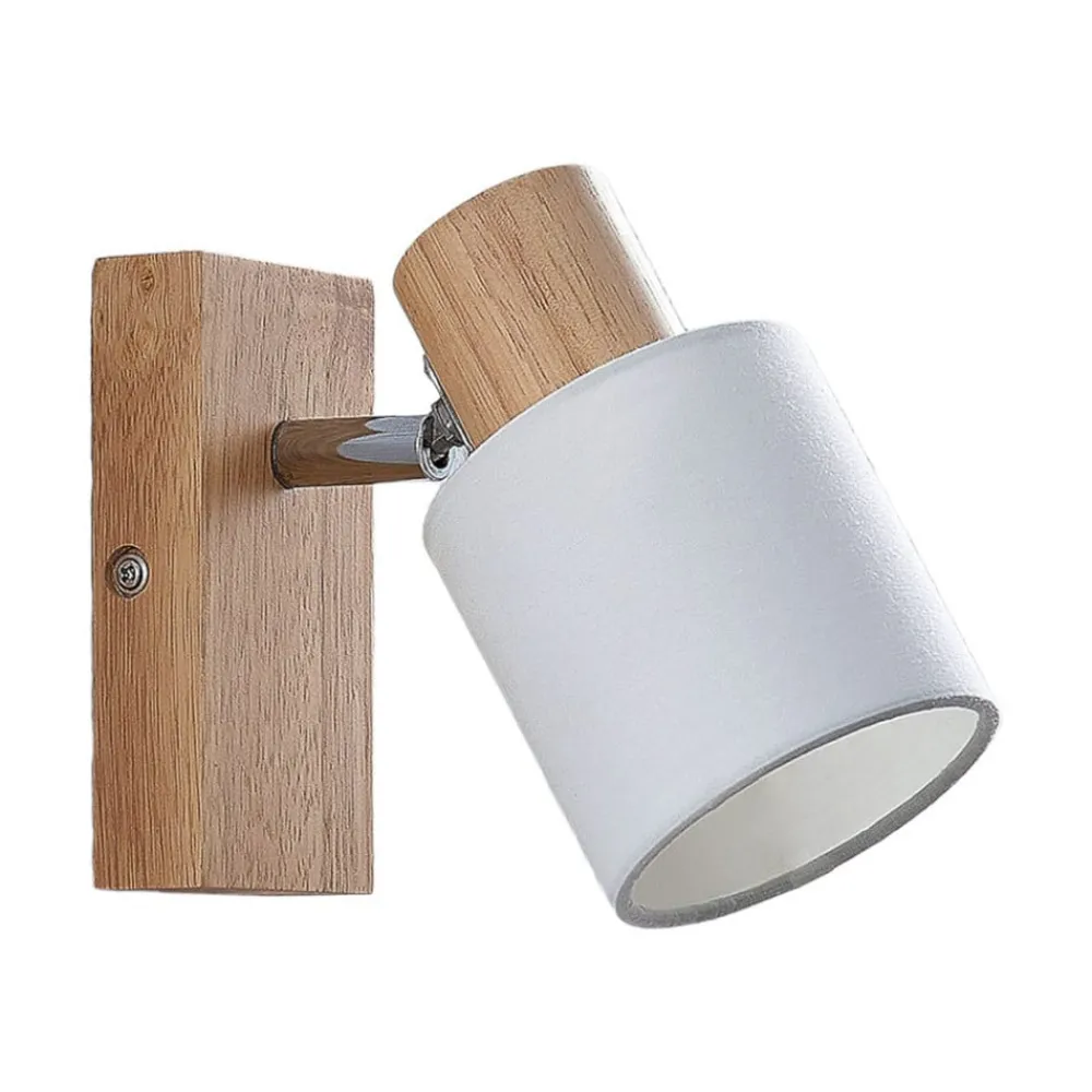 Lindby Loftlamper|Loftlamper > Spot Wanessa, træ, hvid, E14, 14 cm, justerbar