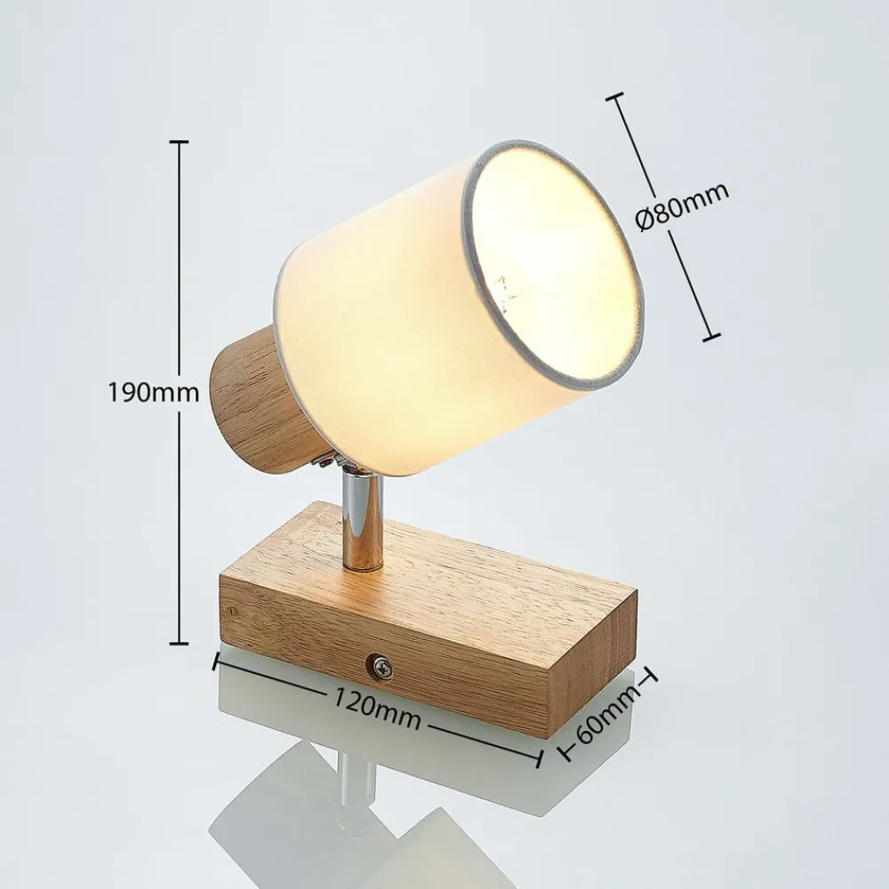 Lindby Loftlamper|Loftlamper > Spot Wanessa, træ, hvid, E14, 14 cm, justerbar