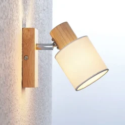 Lindby Loftlamper|Loftlamper > Spot Wanessa, træ, hvid, E14, 14 cm, justerbar