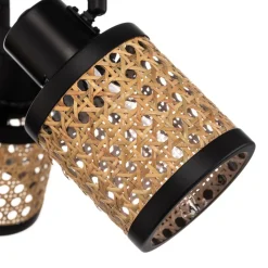 Lindby Spotlights > spot Yaelle, Ø 30 cm, 3 lyskilder, rattan, sort, E27