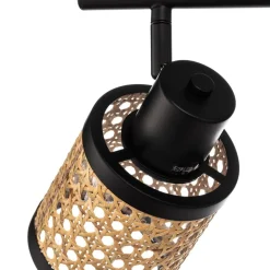 Lindby Spotlights > Spot Yaelle, 52 cm, 3-lys, rattan, sort, E27