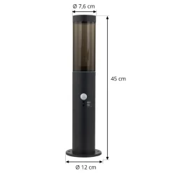 Lindby Sokkellamper Med Sensor|Sokkellamper > Statius sokkellampe, antracit, jern, sensor, 45 cm