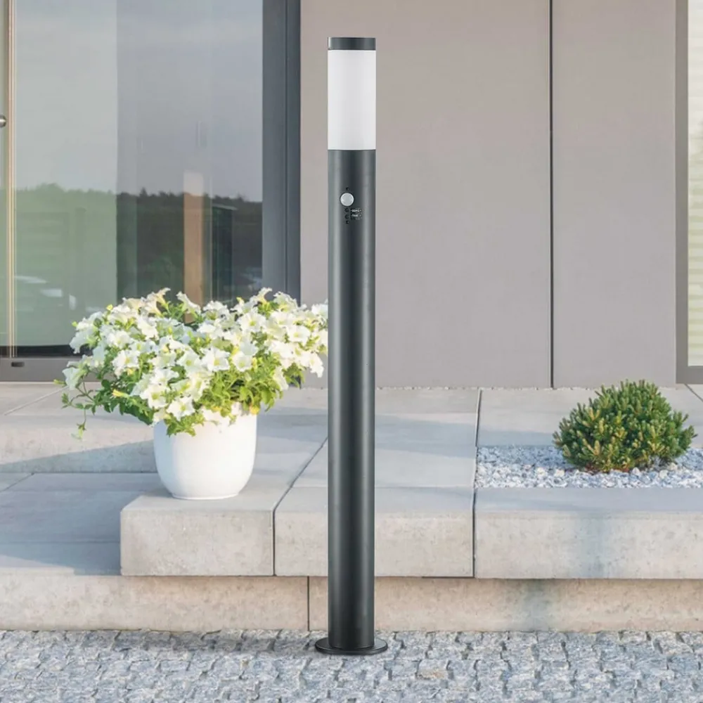 Lindby Gadebelysning Med Sensor|Gadebelysning > Statius vejlampe, antracit/hvid, sensor, 100 cm