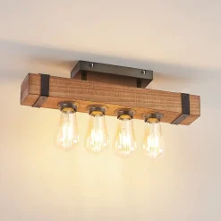 Lindby Loftlamper|Loftlamper > Sverina loftlampe, 46 cm, brun, træ, metal