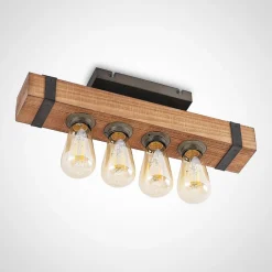 Lindby Loftlamper|Loftlamper > Sverina loftlampe, 46 cm, brun, træ, metal