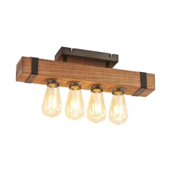 Lindby Loftlamper|Loftlamper > Sverina loftlampe, 46 cm, brun, træ, metal