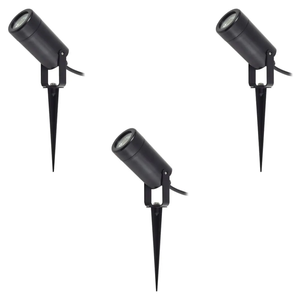 Lindby Terrassebelysning|Udendørs Spot > Thorgal lampe med jordspyd, Ø 6 cm, sort, sæt med 3 stk