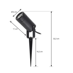 Lindby Terrassebelysning|Udendørs Spot > Thorgal lampe med jordspyd, Ø 6 cm, sort, sæt med 3 stk