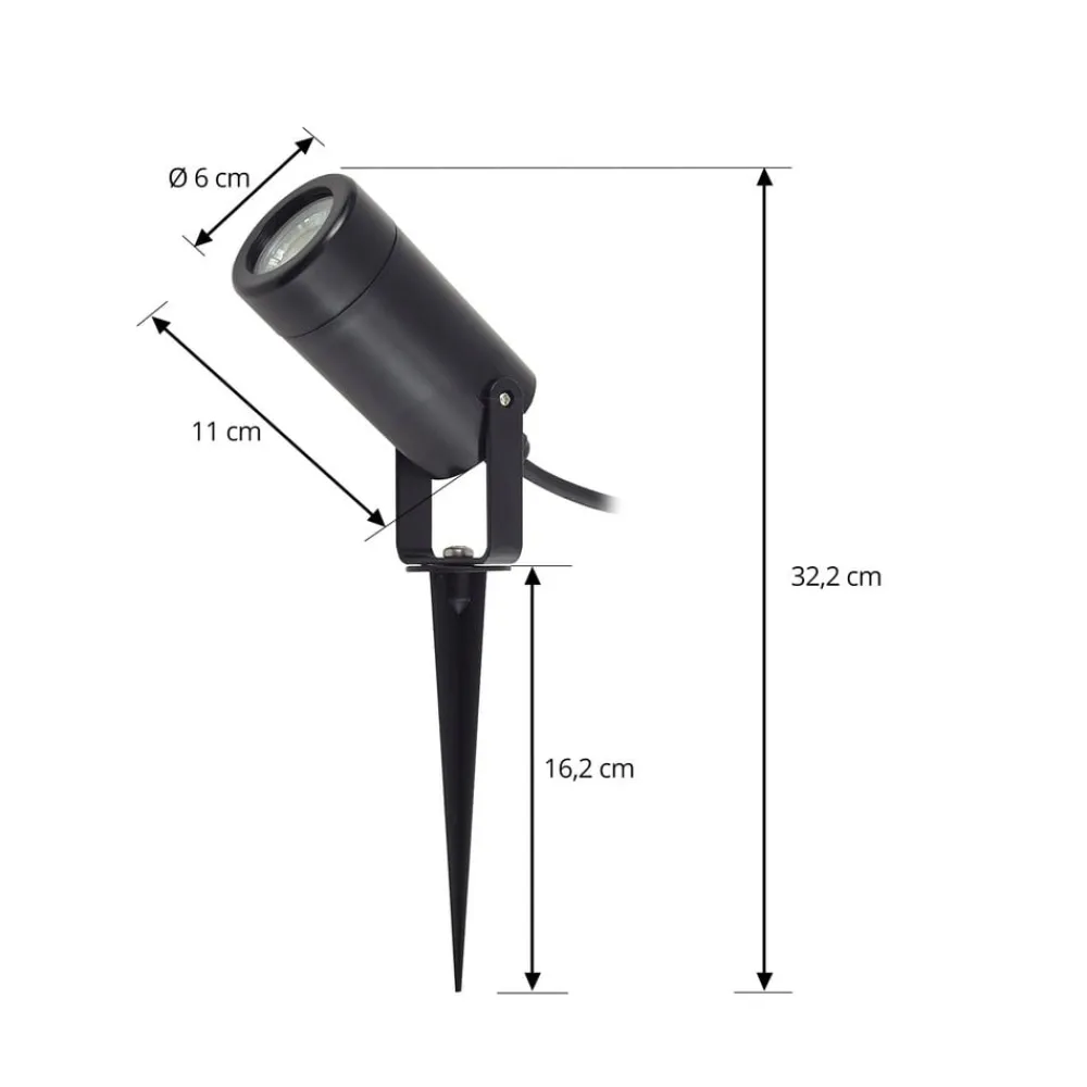 Lindby Terrassebelysning|Udendørs Spot > Thorgal lampe med jordspyd, Ø 6 cm, sort, sæt med 3 stk