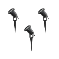 Lindby Terrassebelysning|Udendørs Spot > Thorgal lampe med jordspyd, Ø 9,8 cm, sort, sæt med 3 stk