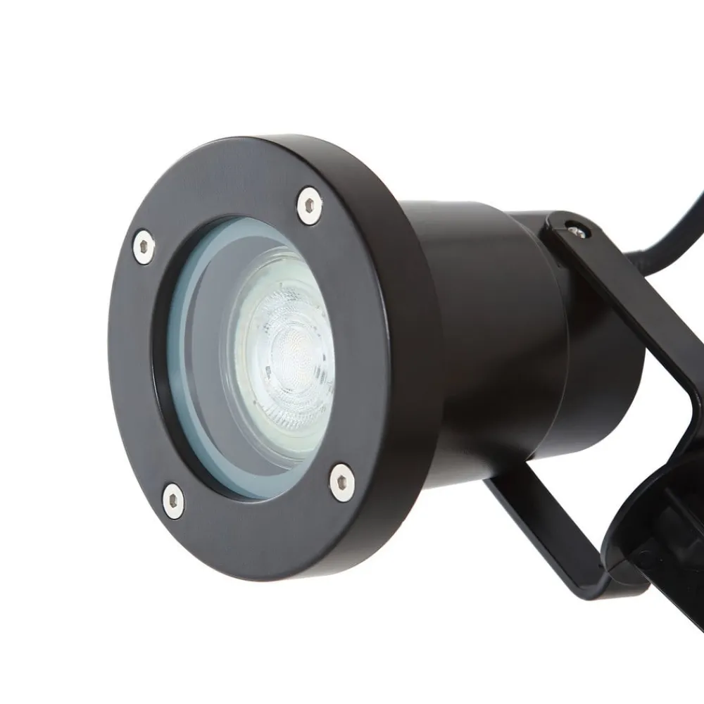 Lindby Terrassebelysning|Udendørs Spot > Thorgal lampe med jordspyd, Ø 9,8 cm, sort, sæt med 3 stk