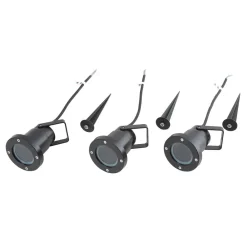Lindby Terrassebelysning|Udendørs Spot > Thorgal lampe med jordspyd, Ø 9,8 cm, sort, sæt med 3 stk